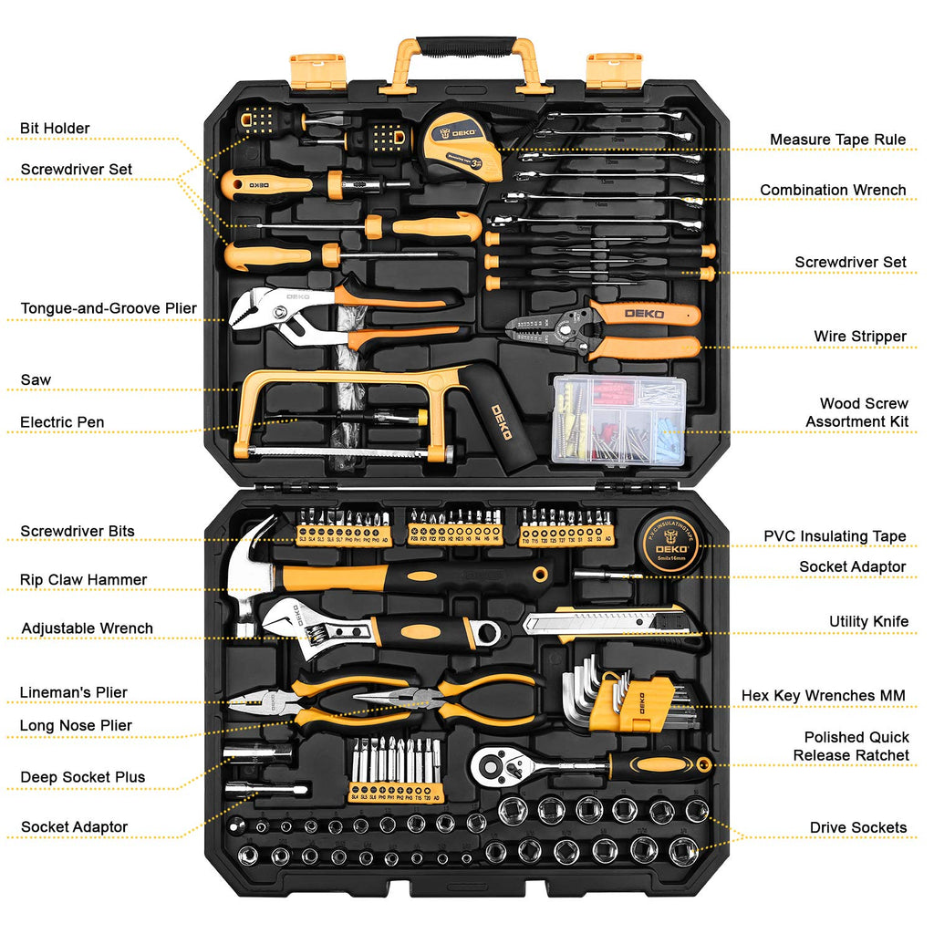 198 Piece Home Repair Tool Kit with Plastic Toolbox W77425