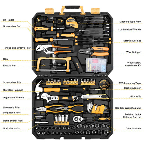 198 Piece Home Repair Tool Kit with Plastic Toolbox W77425