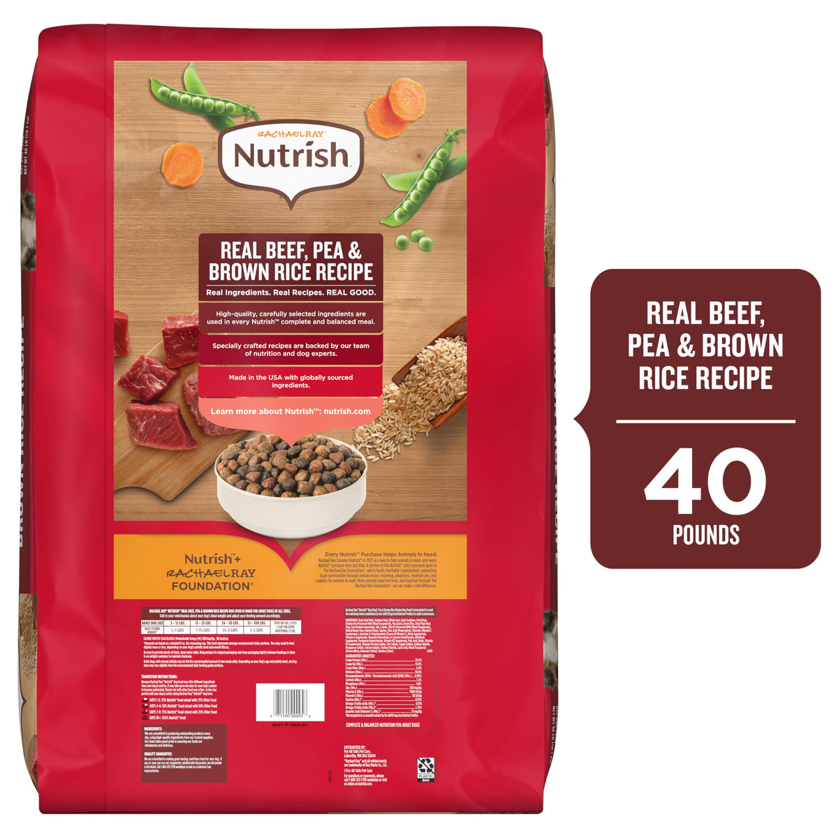 Dry Dog Food, Beef, Pea & Brown Rice, 40 lb. Bag G991