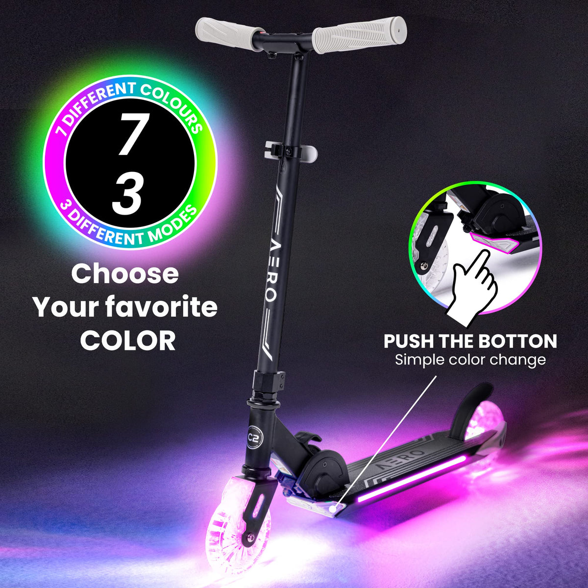 Two-Wheel Kick Scooter for Kids 5-8 with RGB Lights K513