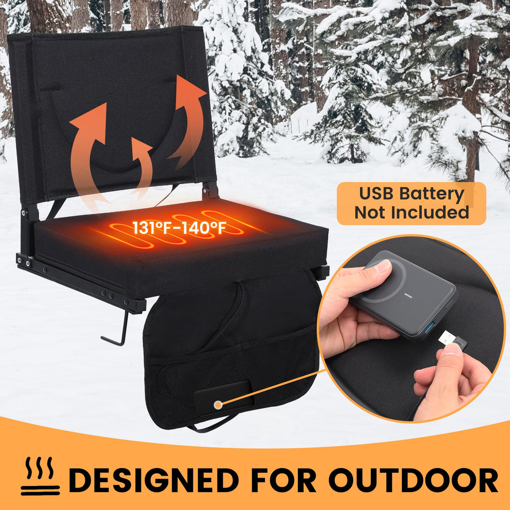 Heated Stadium Seats with Backrest and Cushion O466473