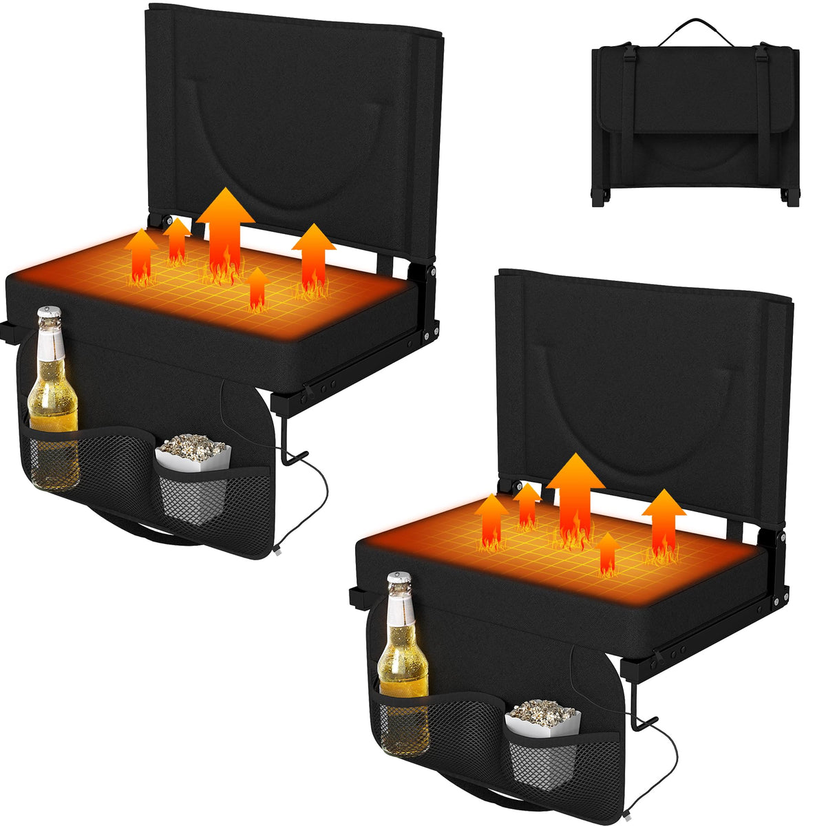 Heated Stadium Seats with Backrest and Cushion O466473