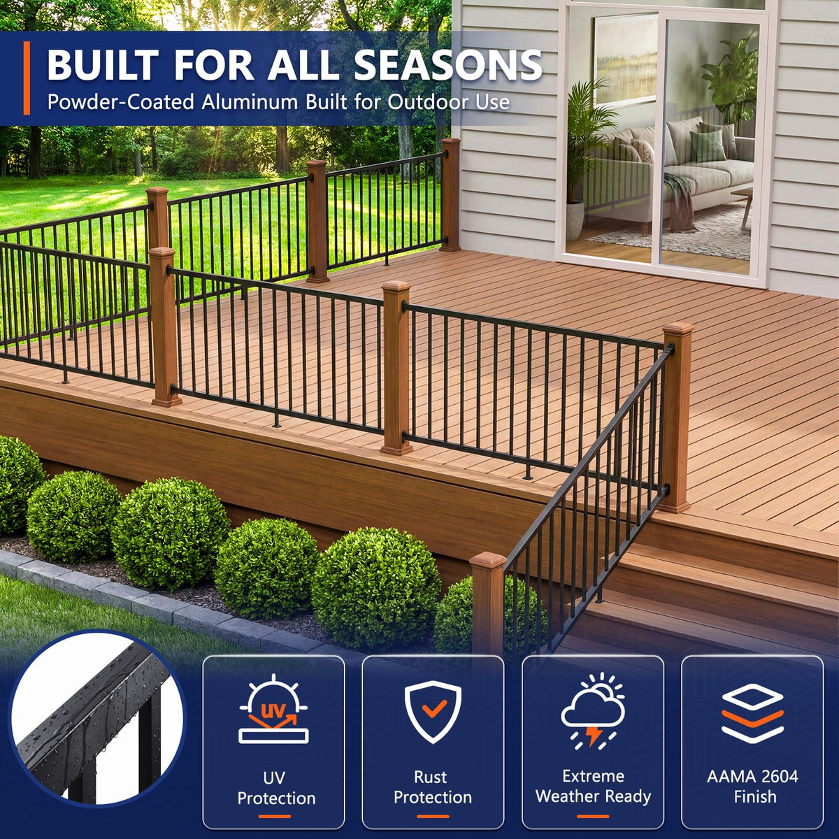 6 ft W Real Aluminum Stair Railing Kit E513474