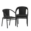 Black Rattan Stackable Dining Chairs Set of 4 P1496