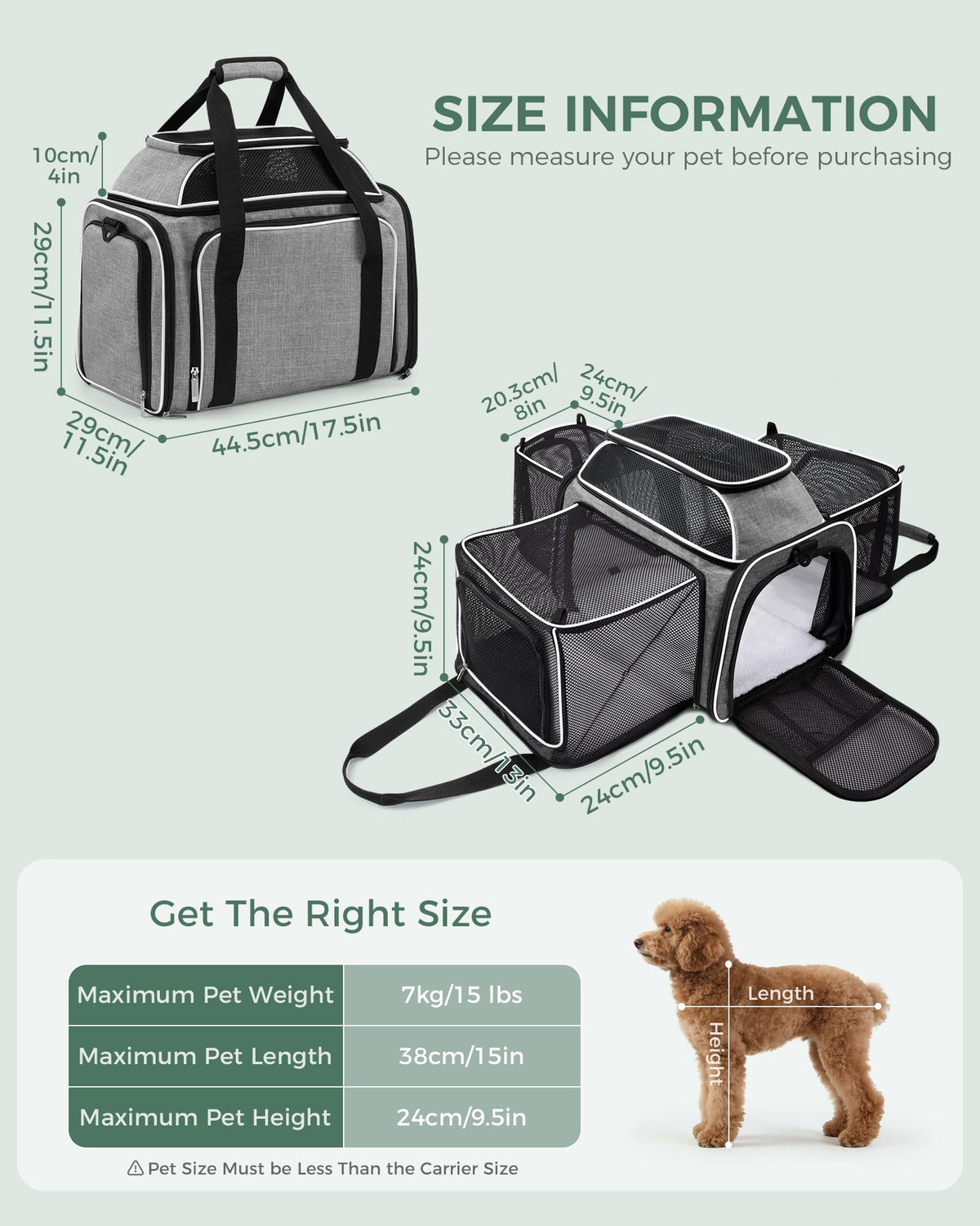 Airline Approved Soft Side Pet Carrier with Fleece Pad Q764845