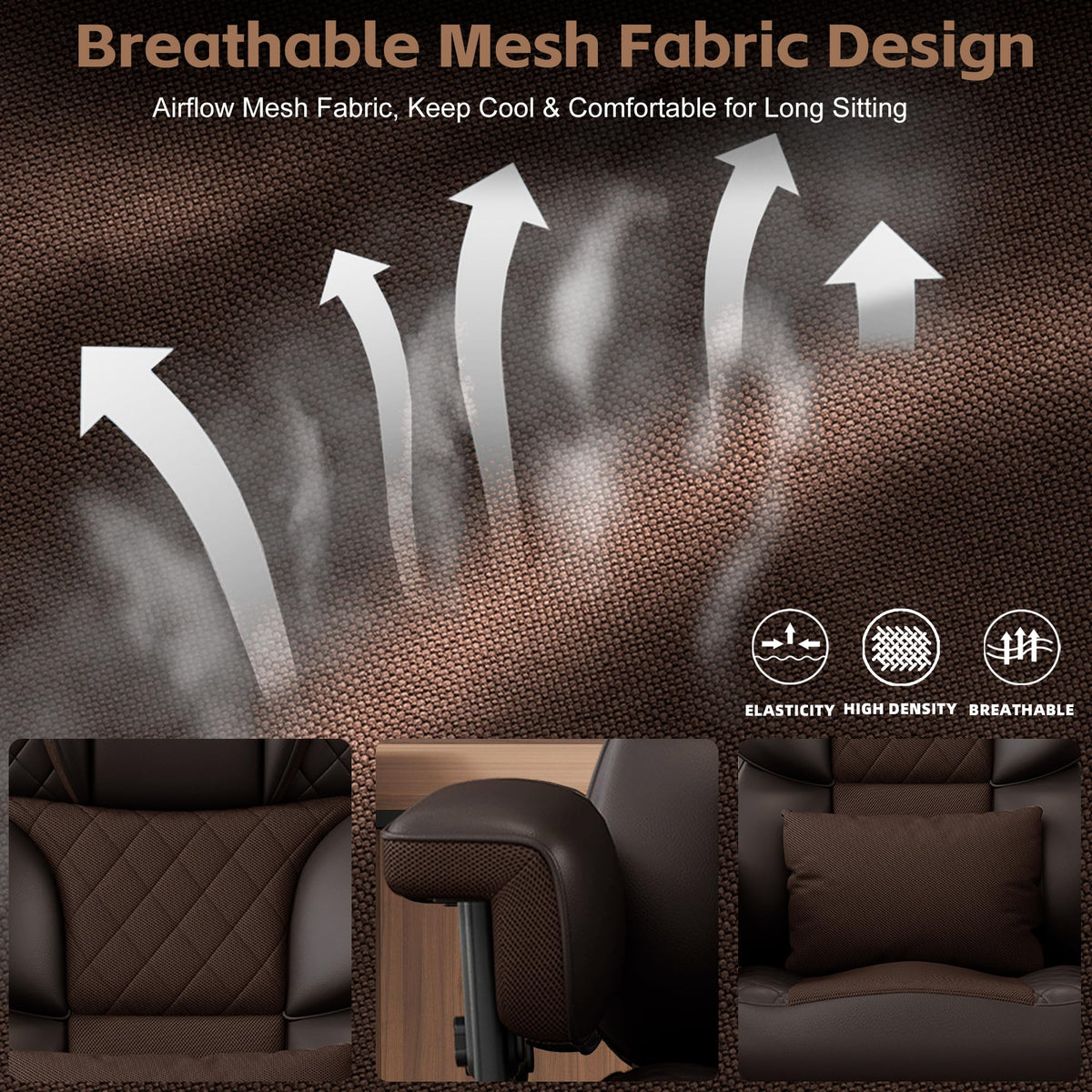 Brown Ergonomic High Back Office Chair with Footrest S933