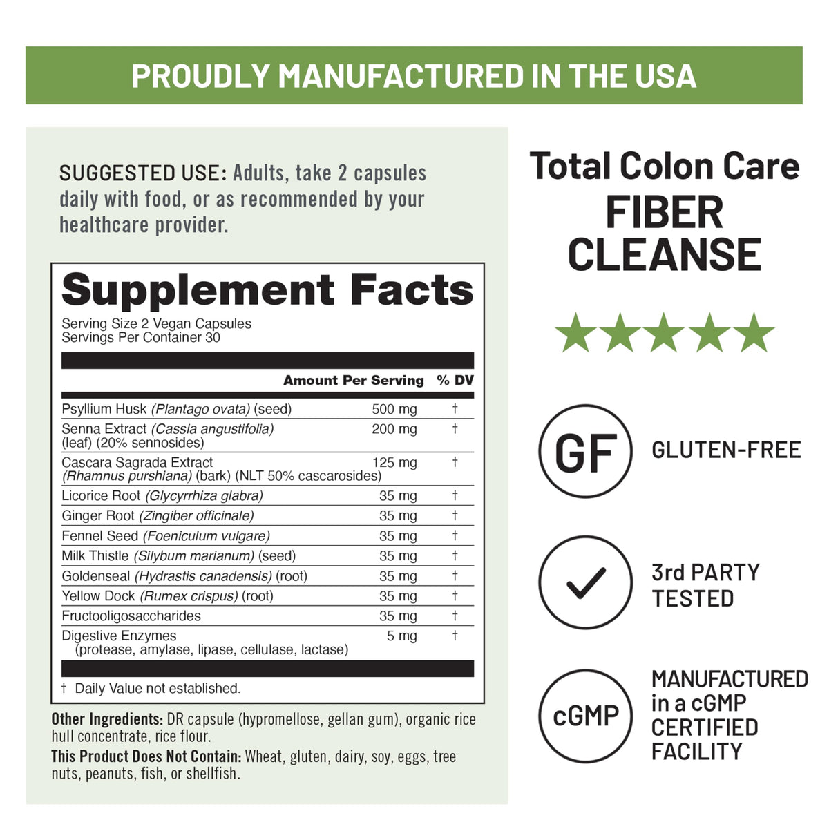 Herbal Laxative Fiber Cleanse 60 Capsules P267365