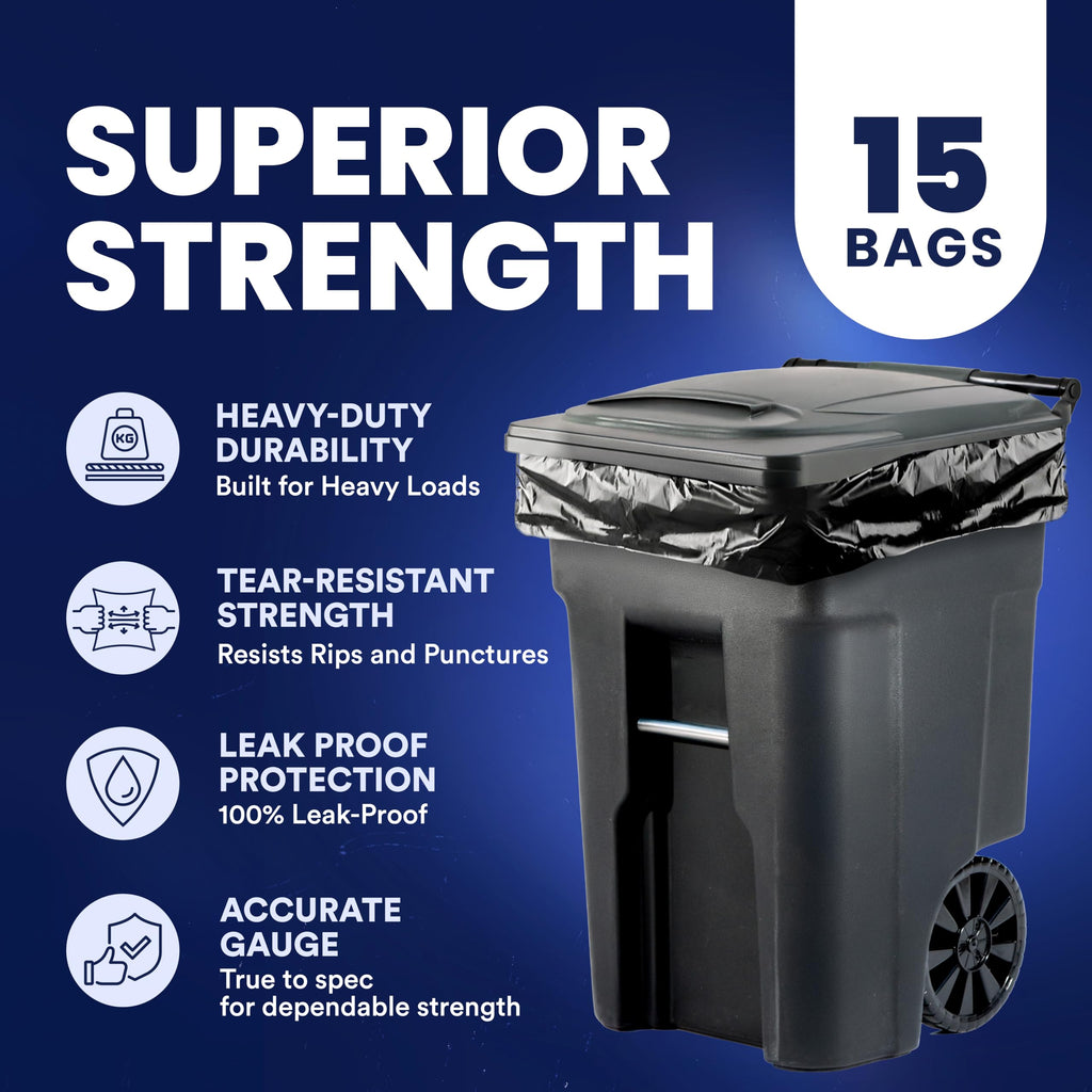 95-96 Gallon Heavy Duty Black Trash Bags K349