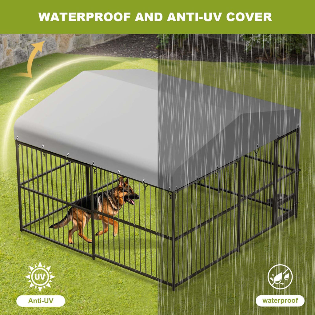 10x10x6 ft Heavy-Duty Outdoor Dog Kennel with Roof U429
