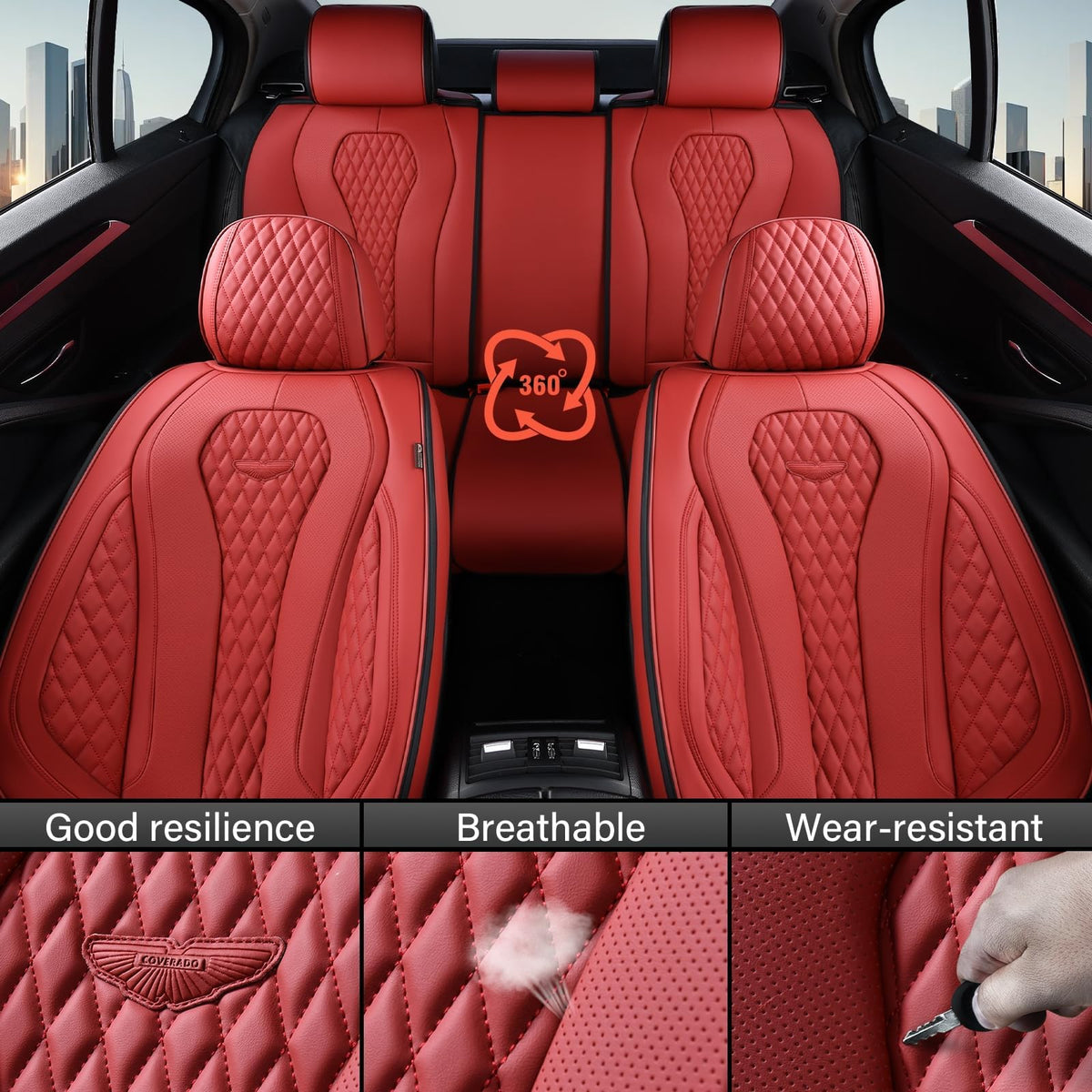 Waterproof Leather Car Seat Covers Full Set V748