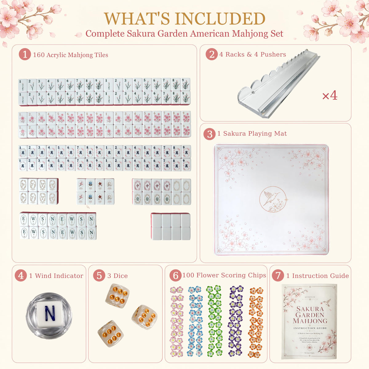 American Mahjong Set with Racks, Mat & Tote B9201