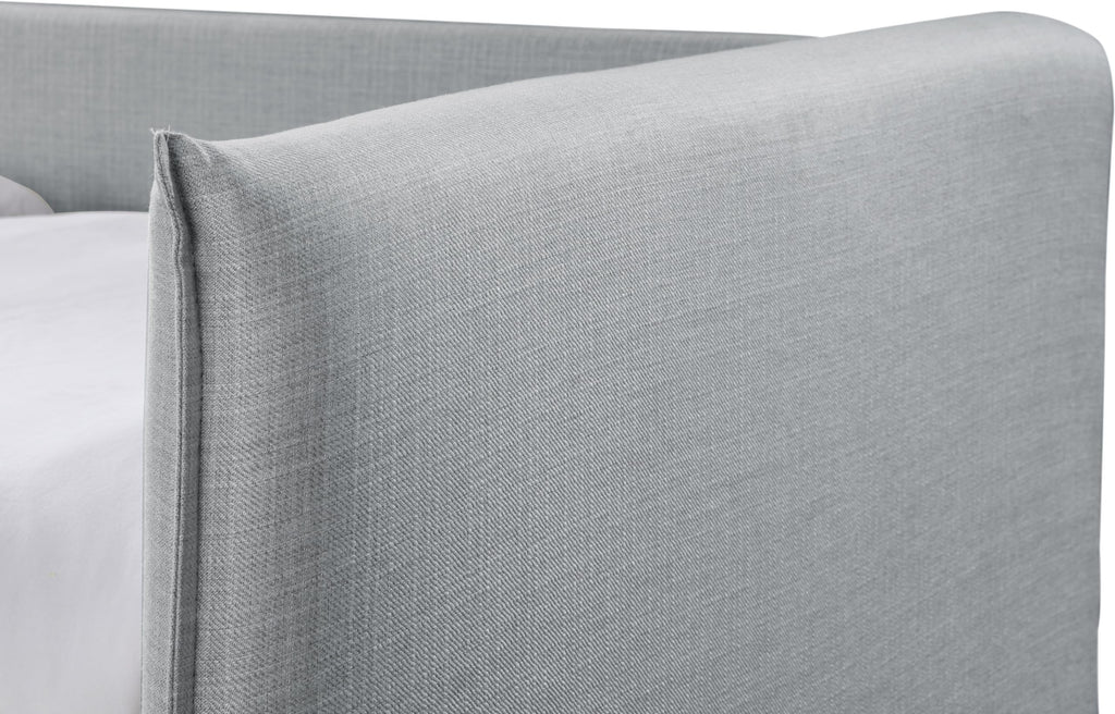 Light Grey Linen Textured Twin Daybed with Trundle W210