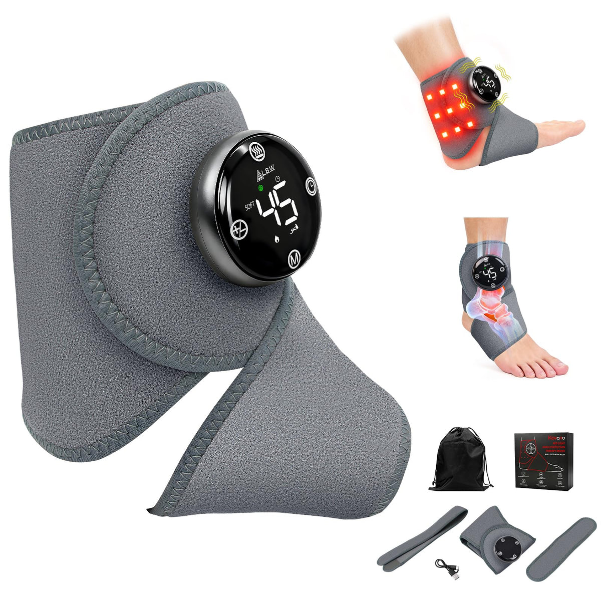 Cordless Heated Foot Massager Wrap with Red Light D99967