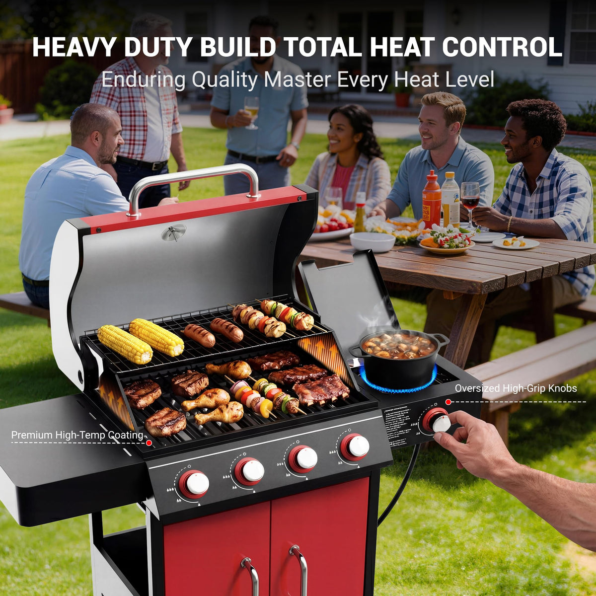 4 Burner Propane Gas Grill with Side Burner T247
