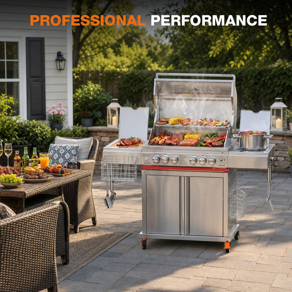 Heavy-duty SUS304 Stainless Steel 6-Burner Propane Gas Grill B8161
