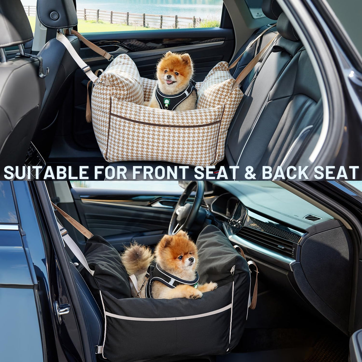 Waterproof Dog Car Seat with Safety Leash, Black N17333