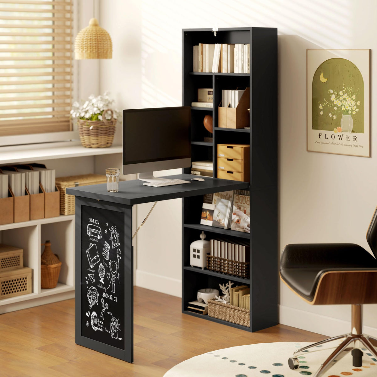 Black Foldable Convertible Computer Desk R5513
