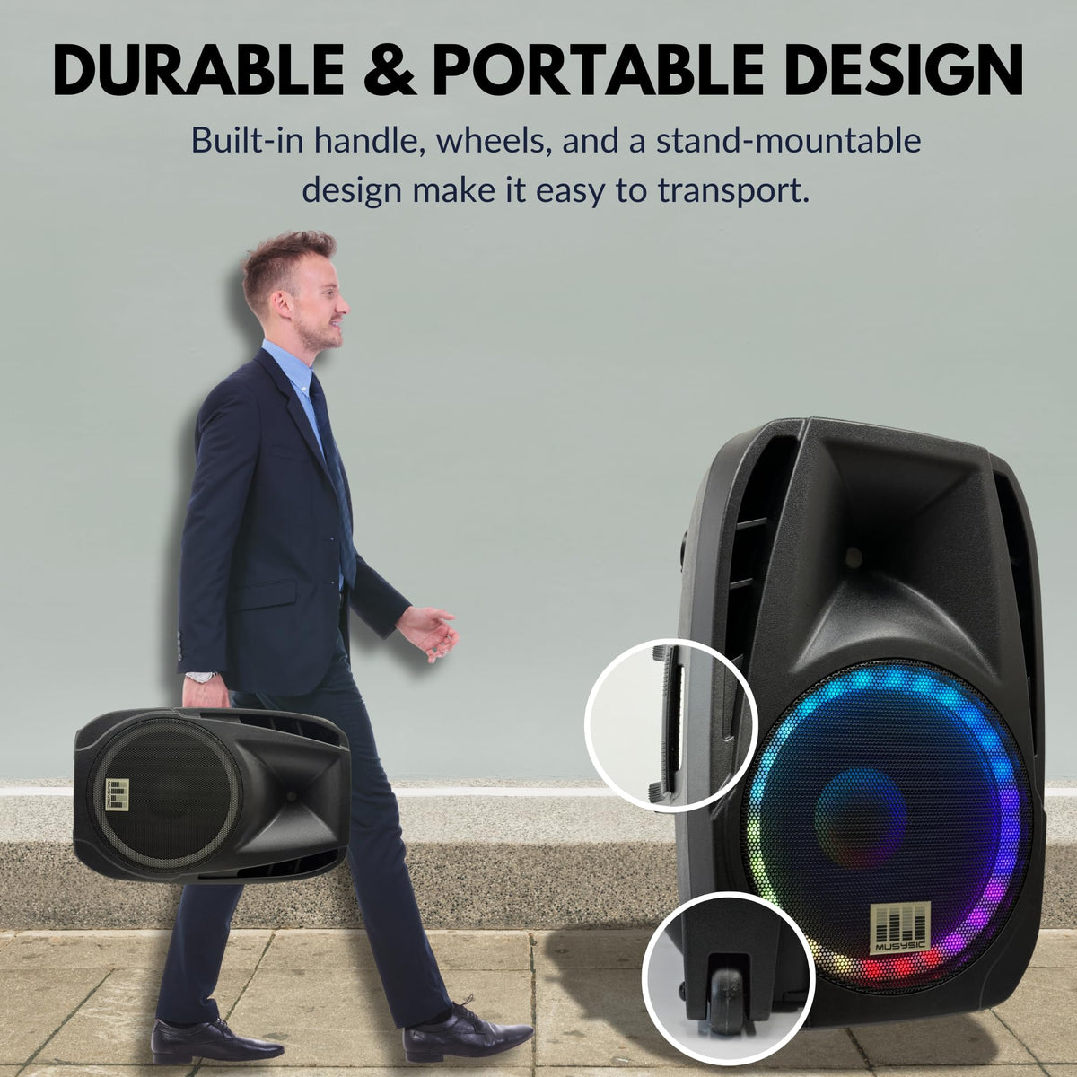 15" 2000W Portable PA Speaker System with Wireless Microphones L96958