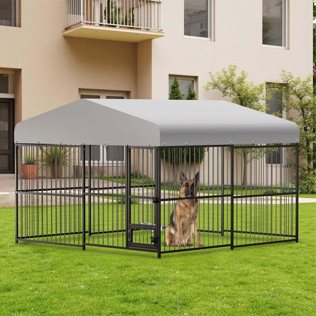 10x10x6 ft Heavy-Duty Outdoor Dog Kennel with Roof U429