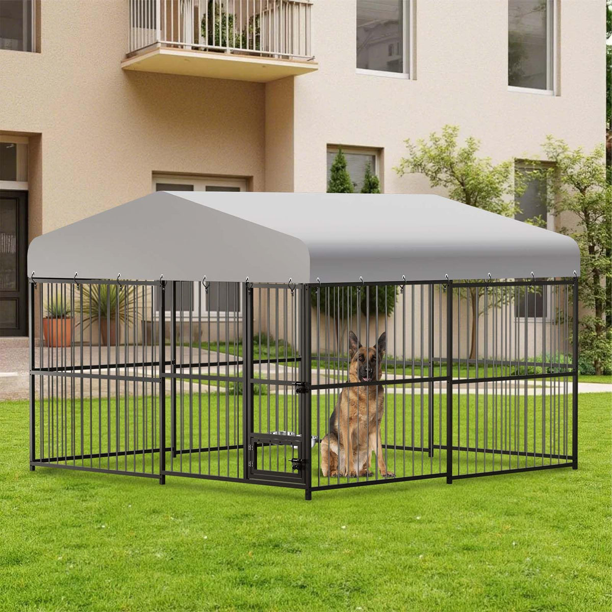 10x10x6 ft Heavy-Duty Outdoor Dog Kennel with Roof U429