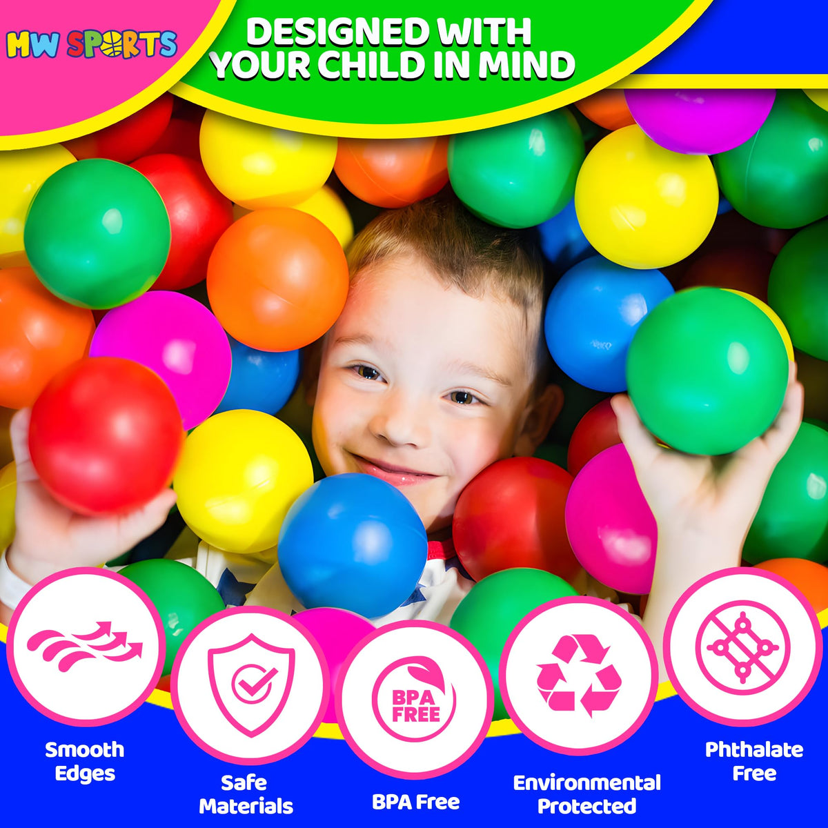200 Assorted Colors Plastic Ball Pit Balls J787