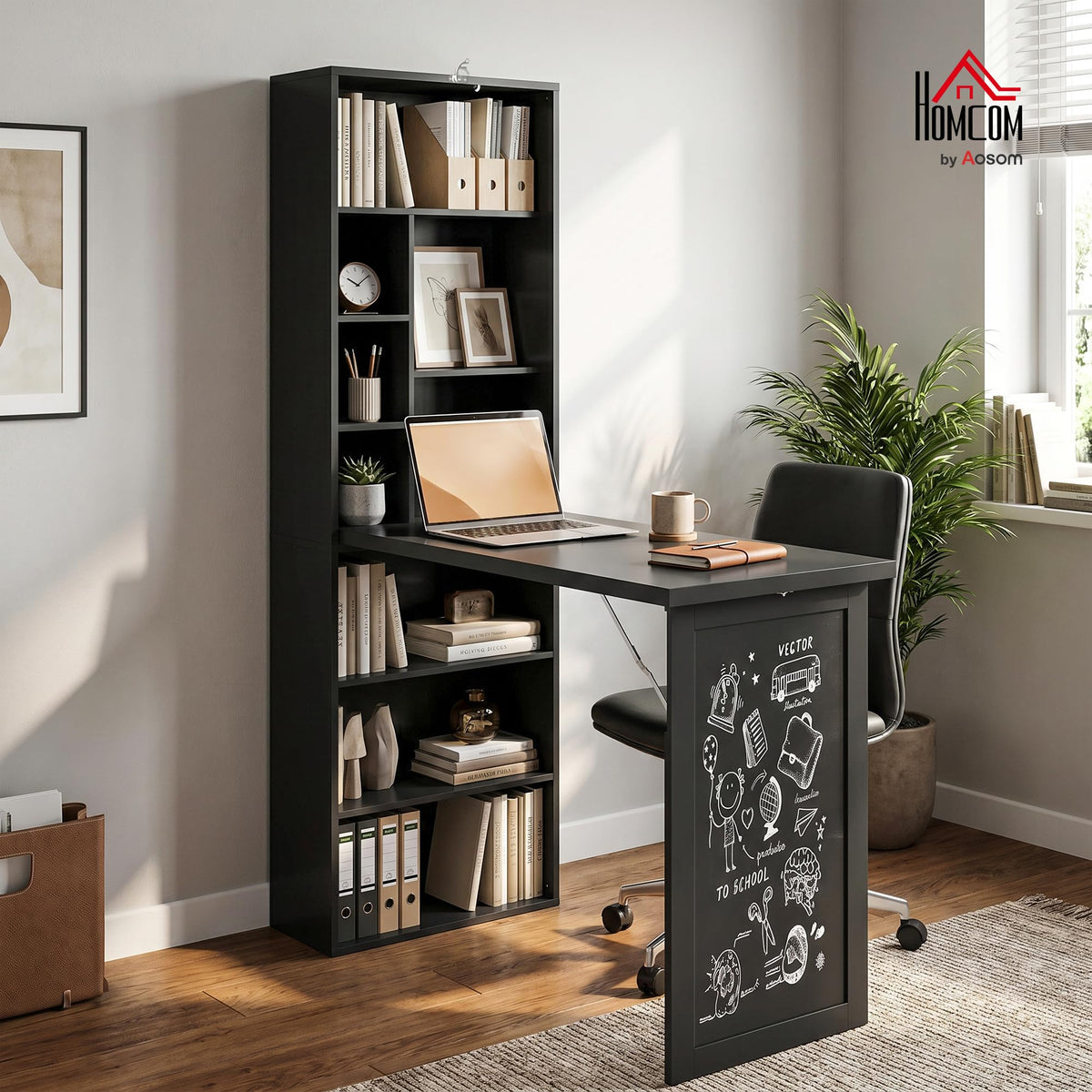 Black Foldable Convertible Computer Desk R5513