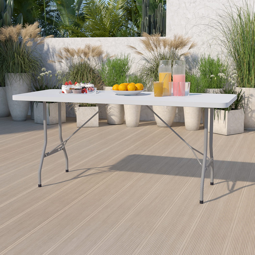 6-Foot Granite White Plastic Folding Table U721