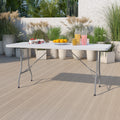 6-Foot Granite White Plastic Folding Table U721