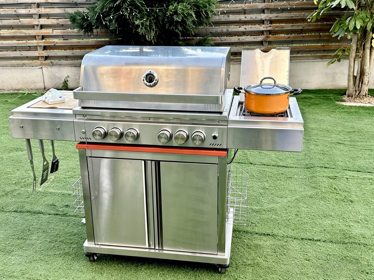 Heavy-duty SUS304 Stainless Steel 6-Burner Propane Gas Grill B8161