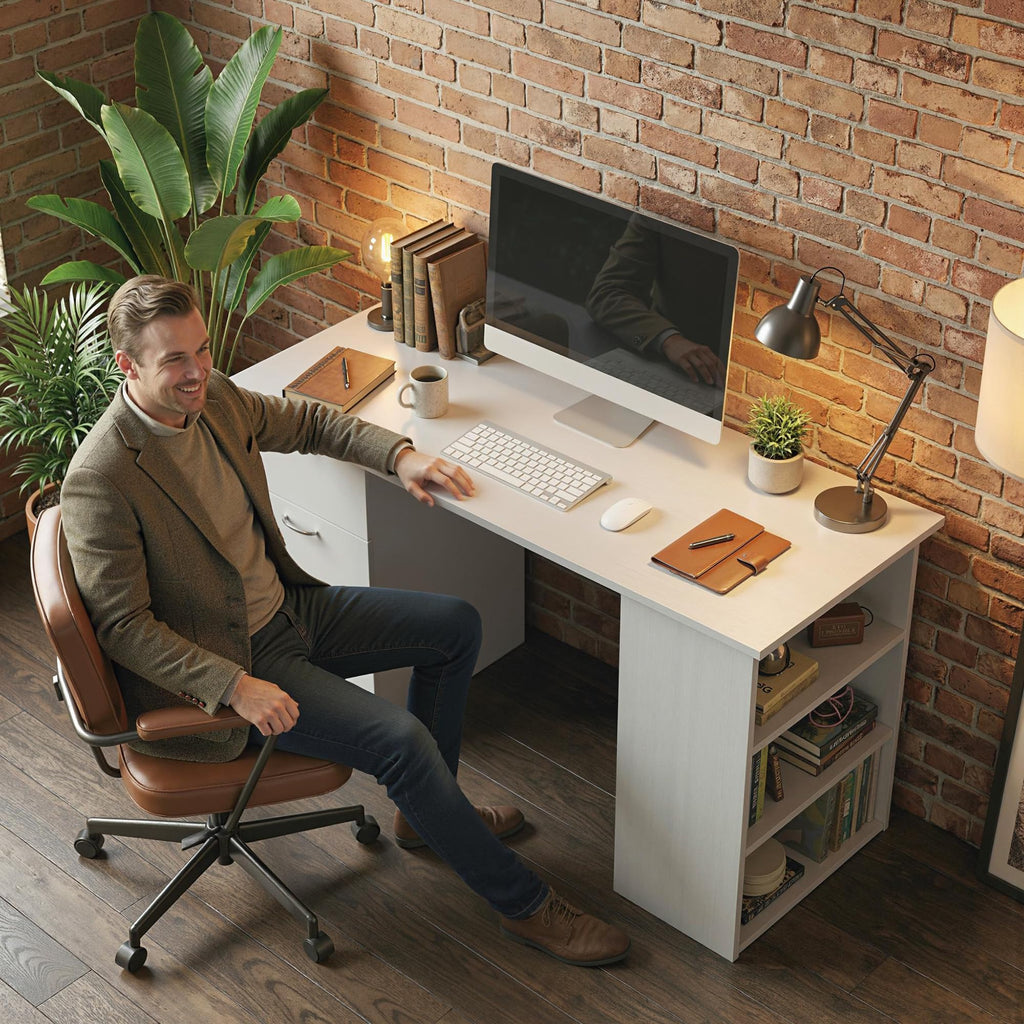 White Computer Desk with Drawers R925824