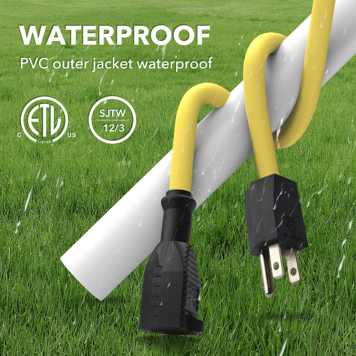 3ft 12/3 SJTW Heavy Duty Outdoor Extension Cord G9397
