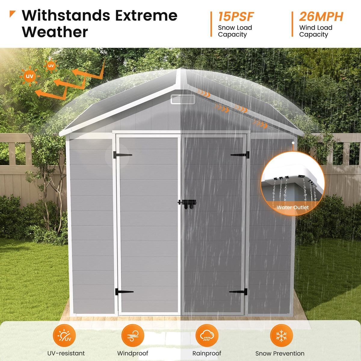8 x 10 FT Resin Outdoor Storage Shed with Floor X383289