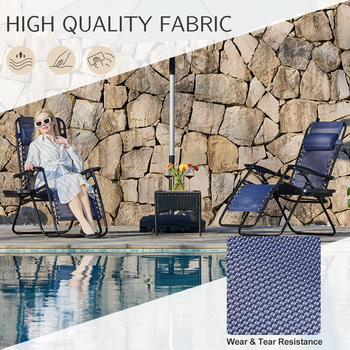 Zero Gravity Chairs Set of 2 Blue A443