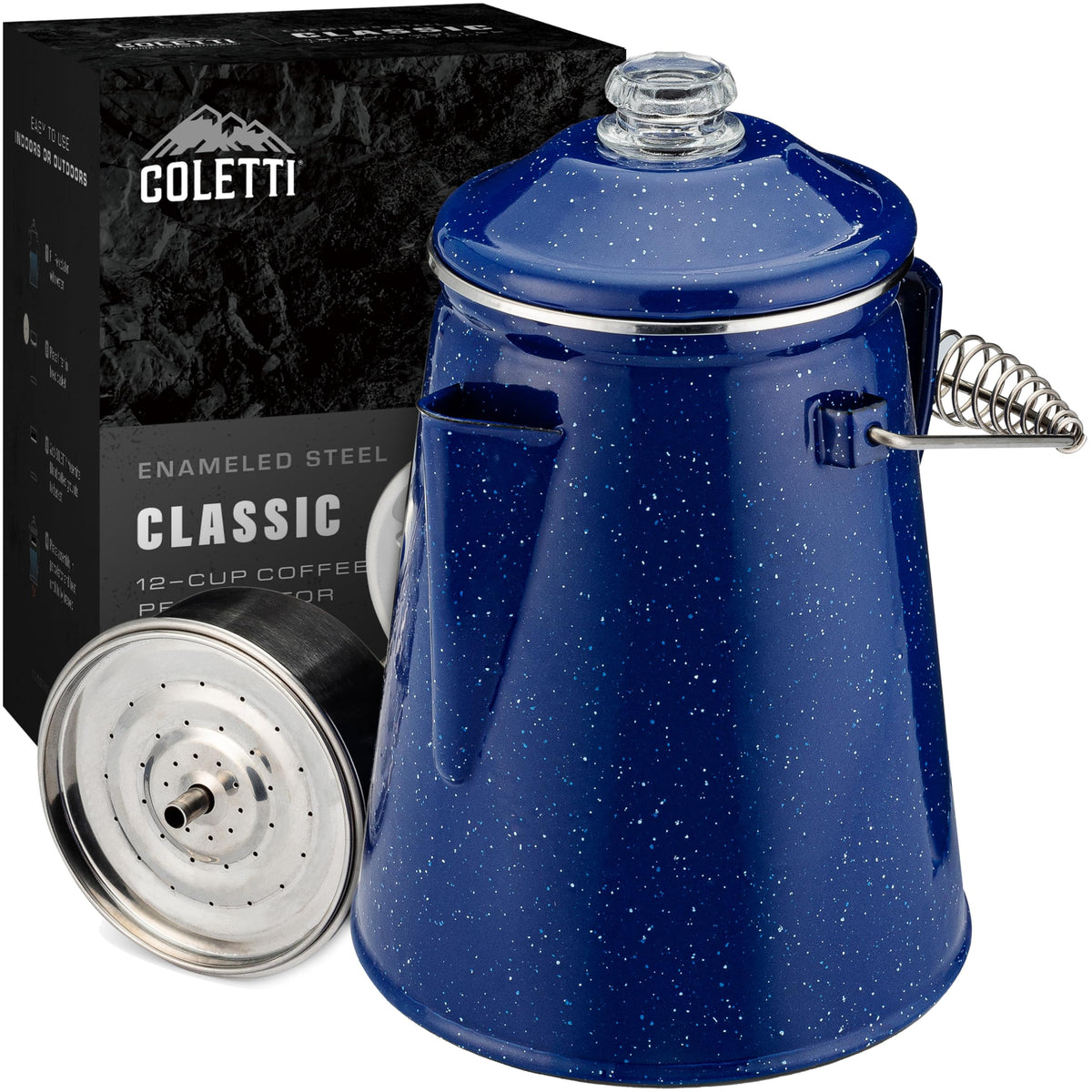 Blue Enamel 12 Cup Percolator Coffee Pot V764