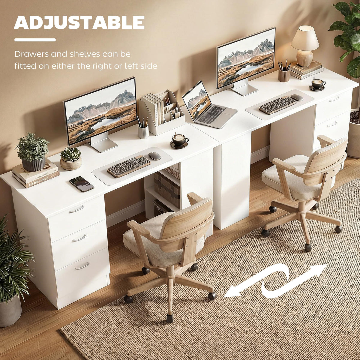 White Computer Desk with Drawers R925824