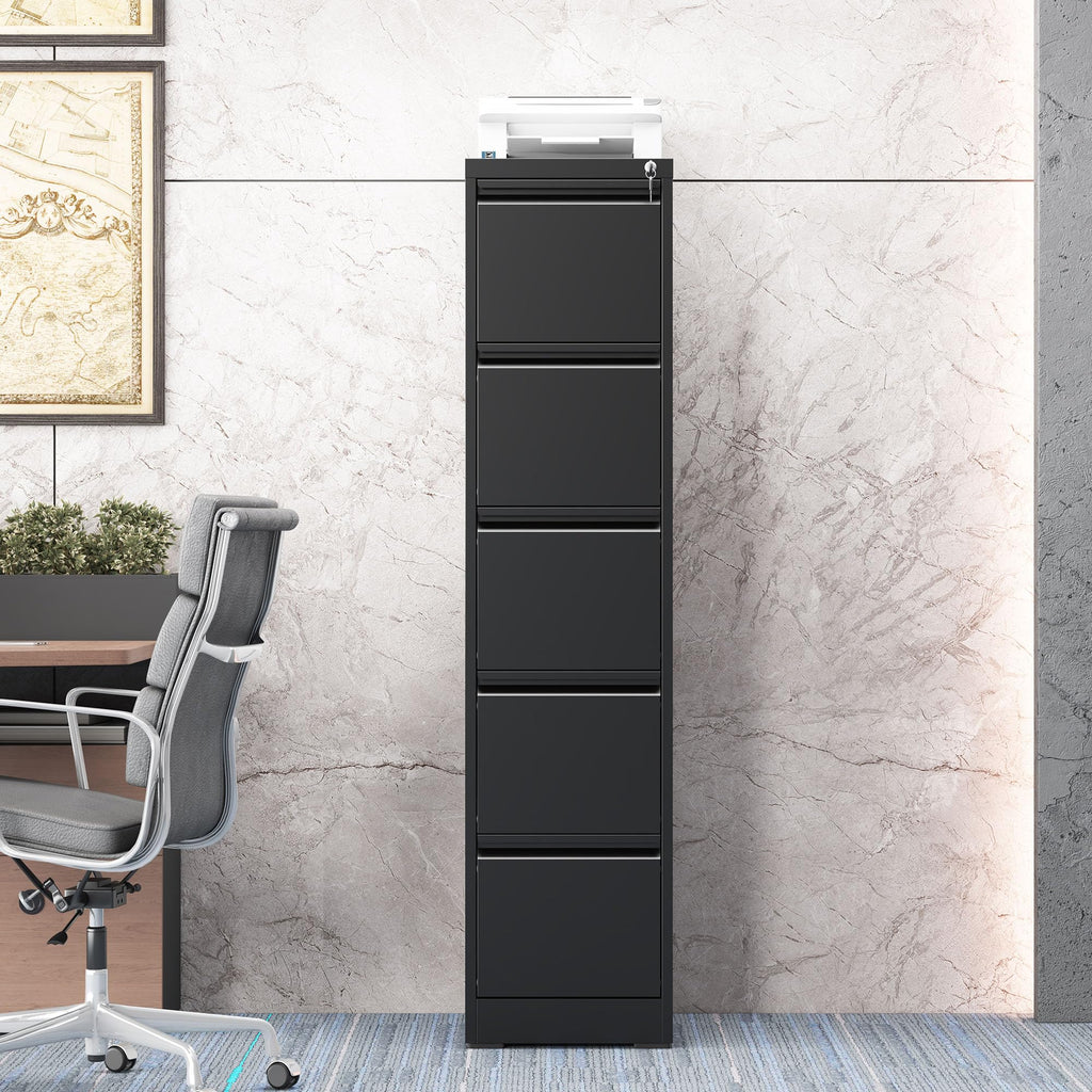 5 Drawer Black Filing Cabinet with Lock V998908